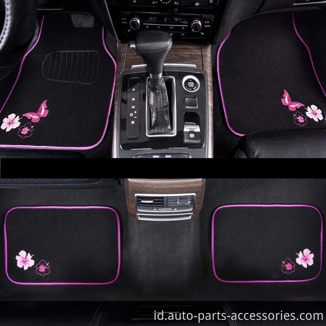 Black Universal Fit Carpet Floor Mat (dengan kulit palsu untuk mobil, coupe, SUV kecil)